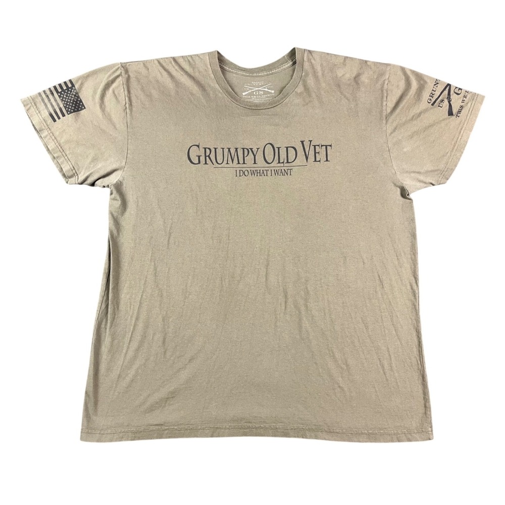 Grunt Style Grumpy Old Vet Graphic Tee Mens XL Olive Green Military Patriotic
